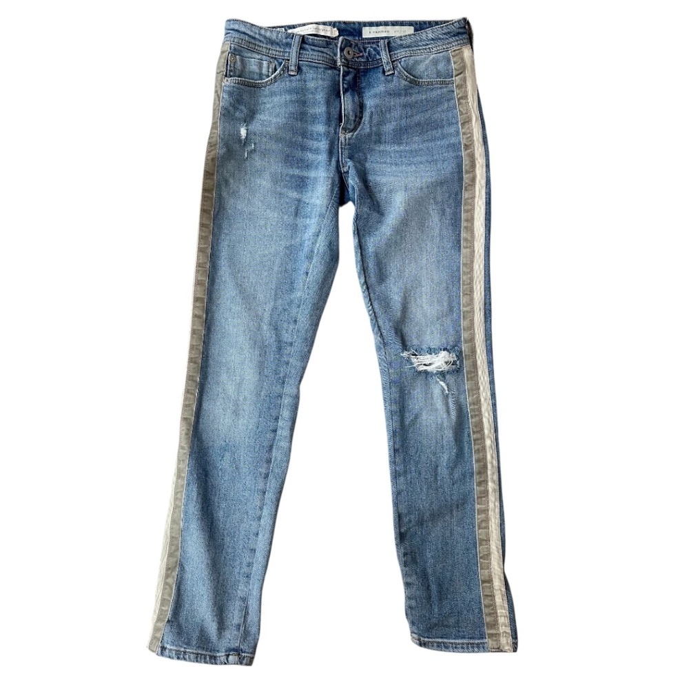 Anthropologie Pilcro Velvet Stripe Boyfriend Crop Jeans Size 25